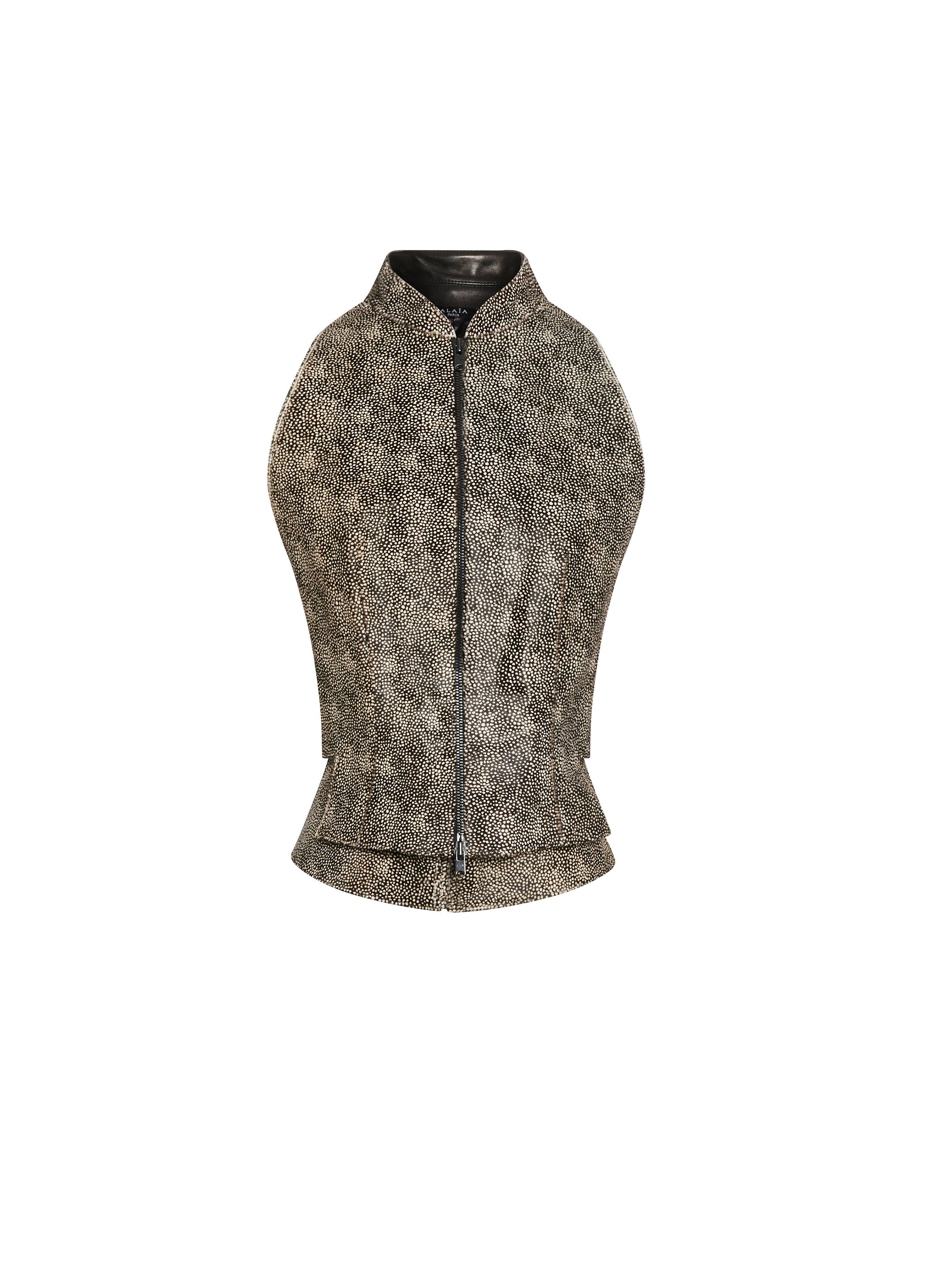 Speckled Leather Vest - White & Black