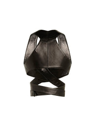 Strapless leather top - Black