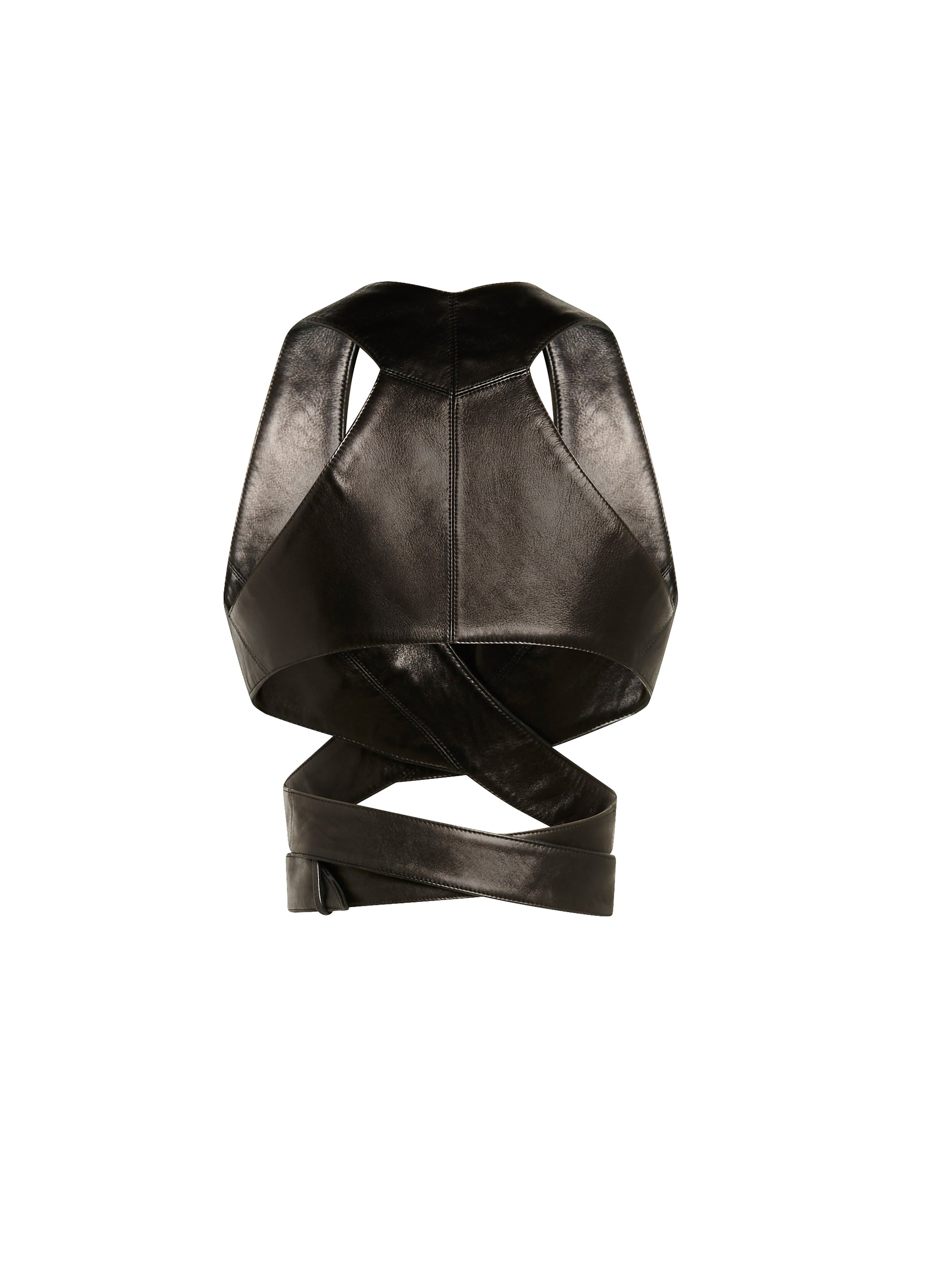 Strapless leather top - Black