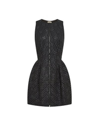 Embroidered short zip dress - Red & White