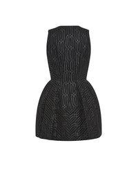Embroidered short zip dress - Red & White