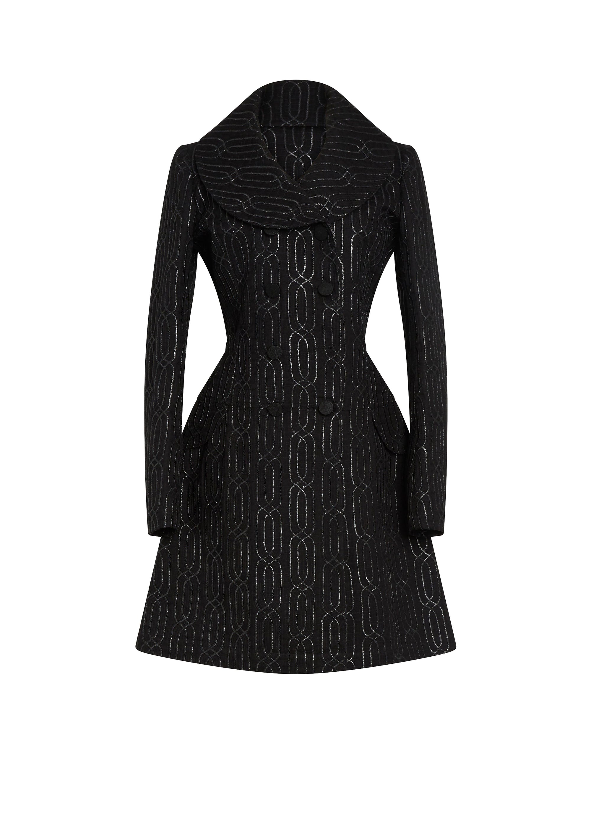 Slim-fit coat with metallic thread - Black