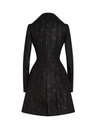 Slim-fit coat with metallic thread - Black