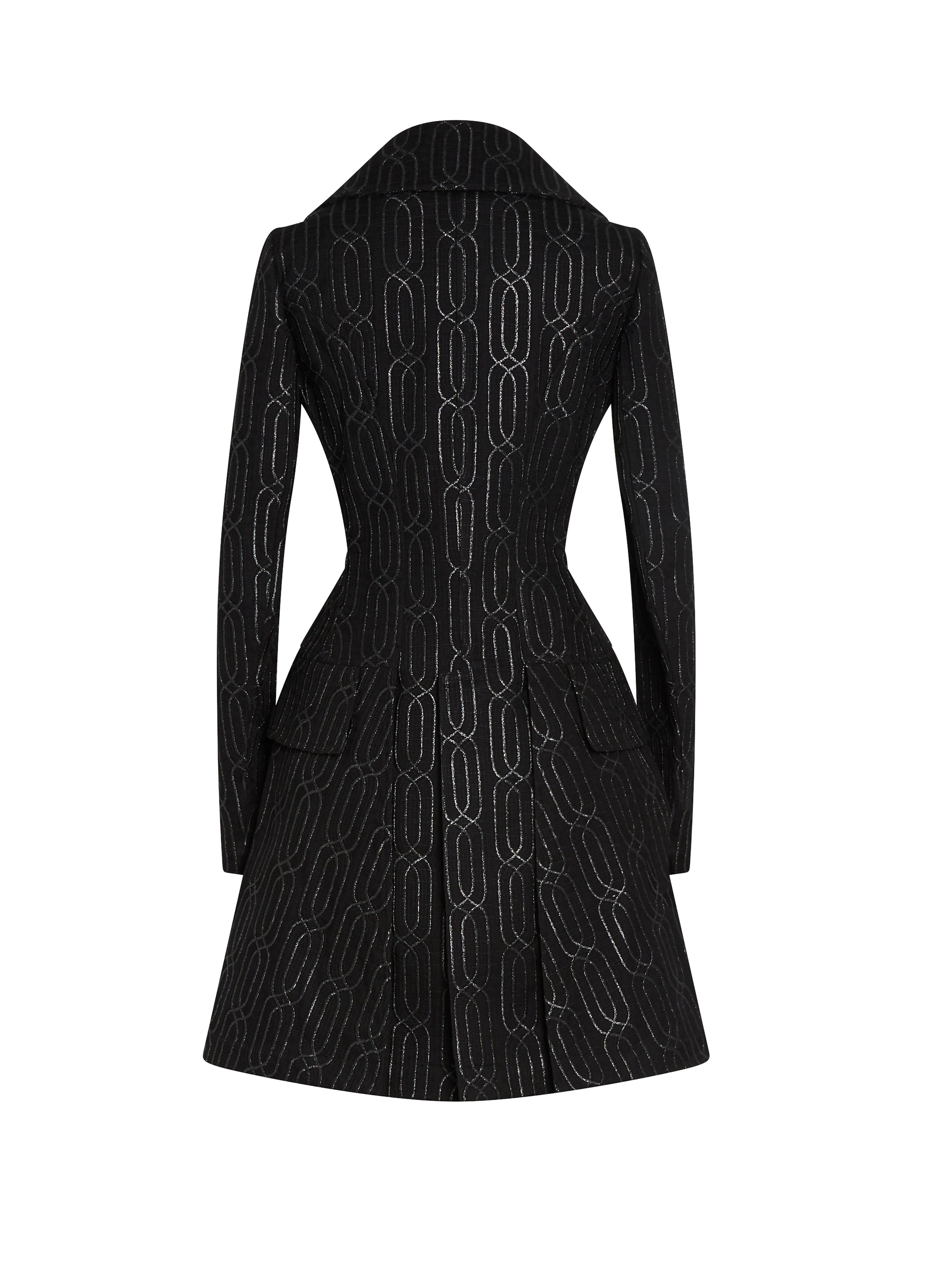 Slim-fit coat with metallic thread - Black