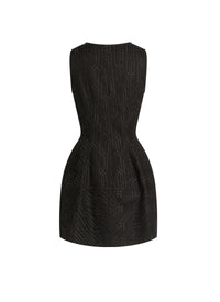 Embroidered short zip dress - Black