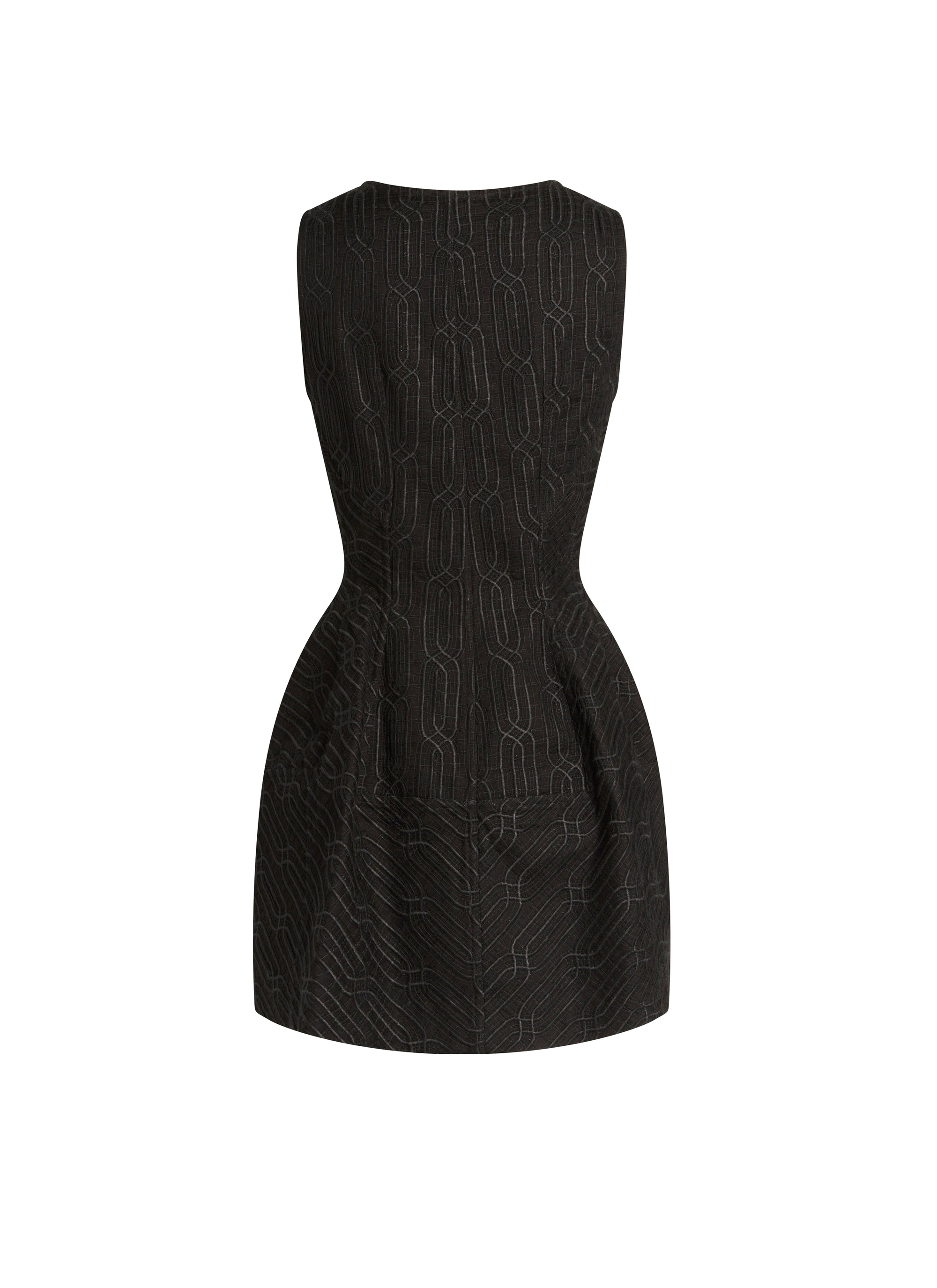 Embroidered short zip dress - Black