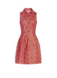 Embroidered dress with sleeveless collar - Sorbet