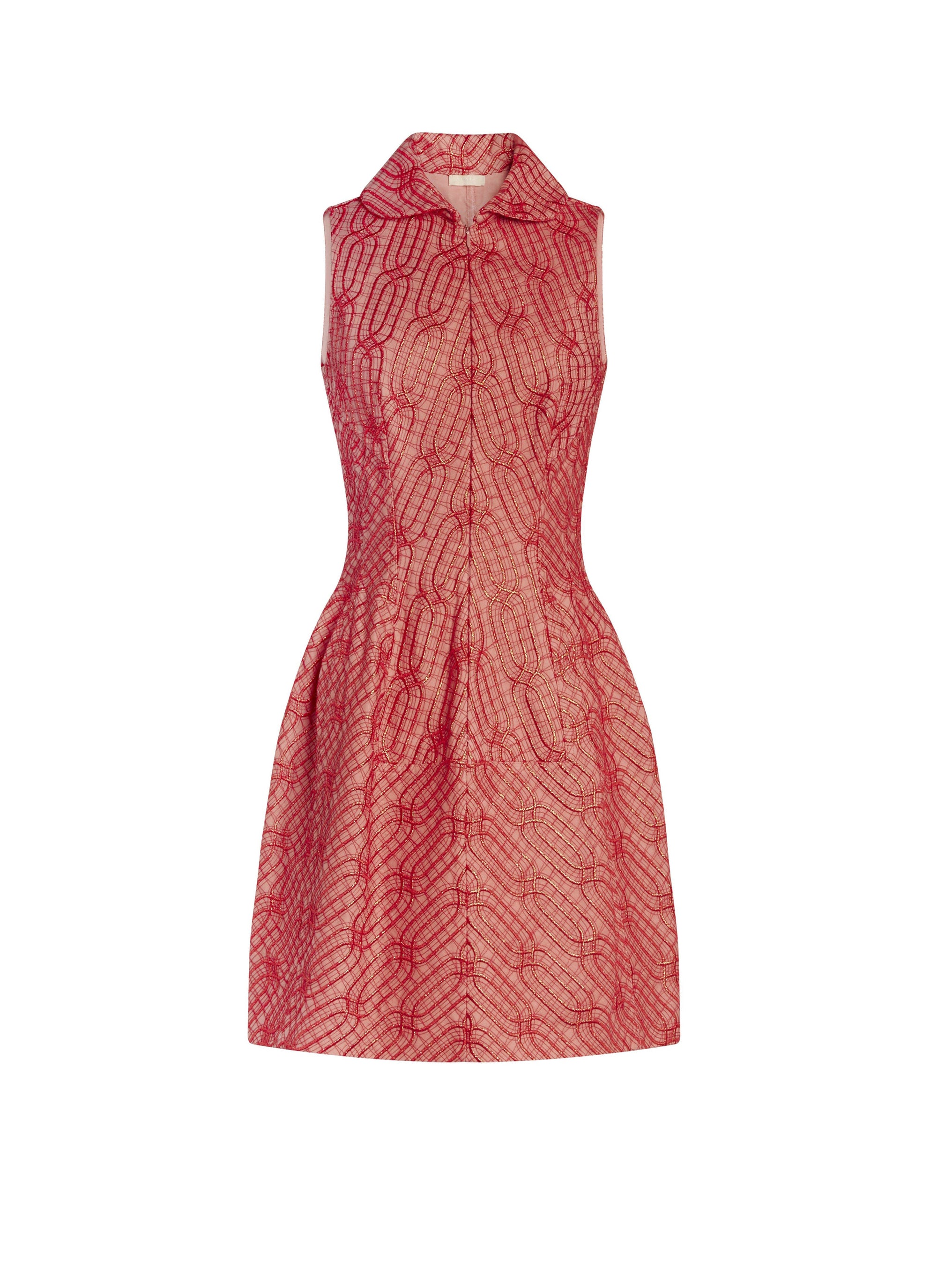 Embroidered dress with sleeveless collar - Sorbet