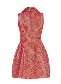 Embroidered dress with sleeveless collar - Sorbet