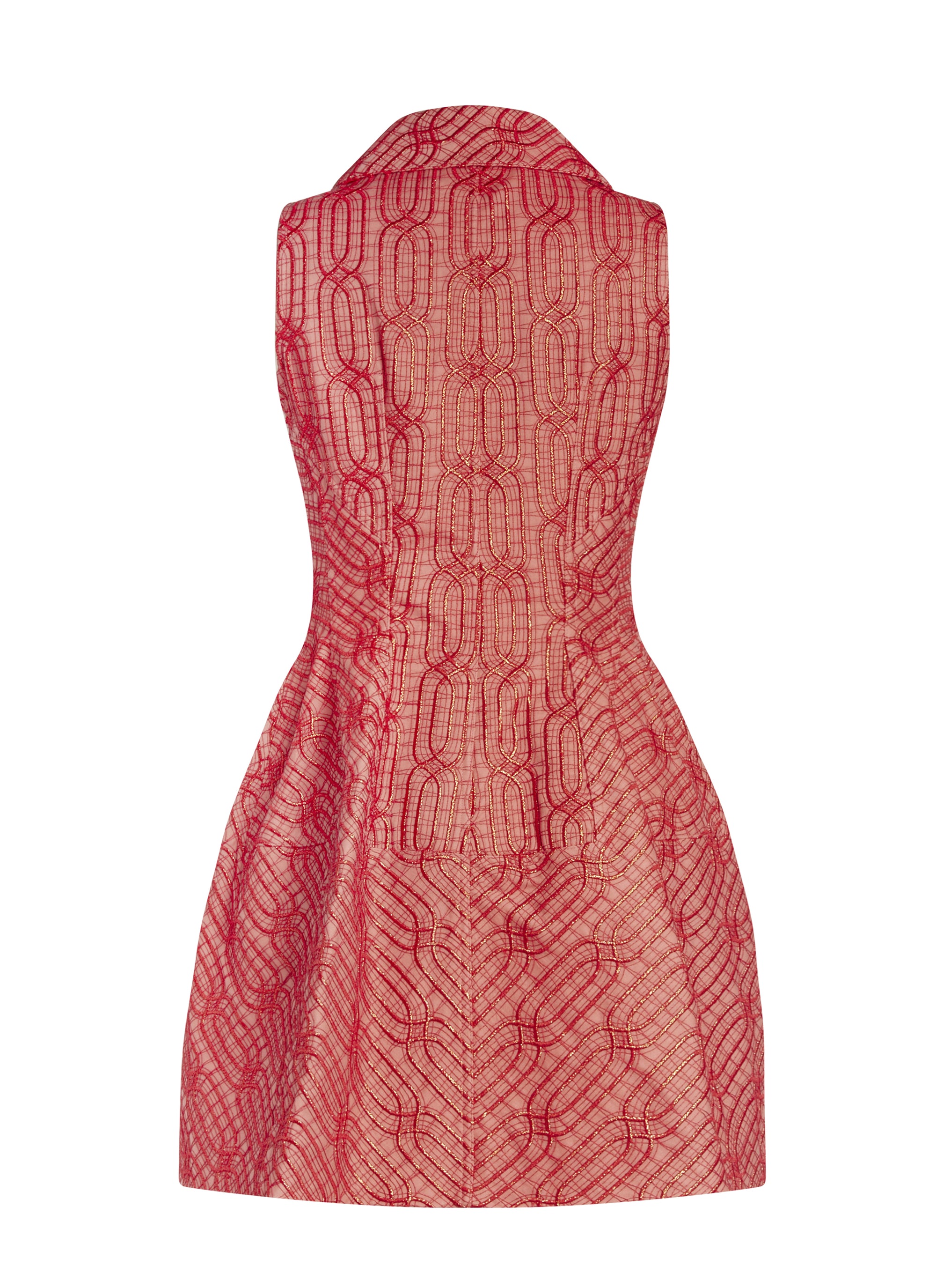 Embroidered dress with sleeveless collar - Sorbet