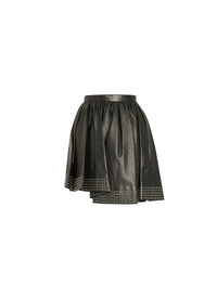 Short asymmetric diving skirt in leather - Black