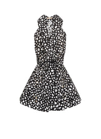 Sleeveless Belted Dress - Black & Black