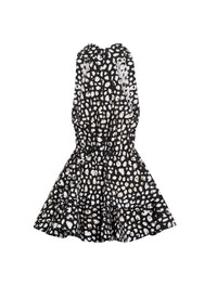 Sleeveless Belted Dress - Black & Black