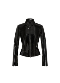 Short patent leather jacket - Black