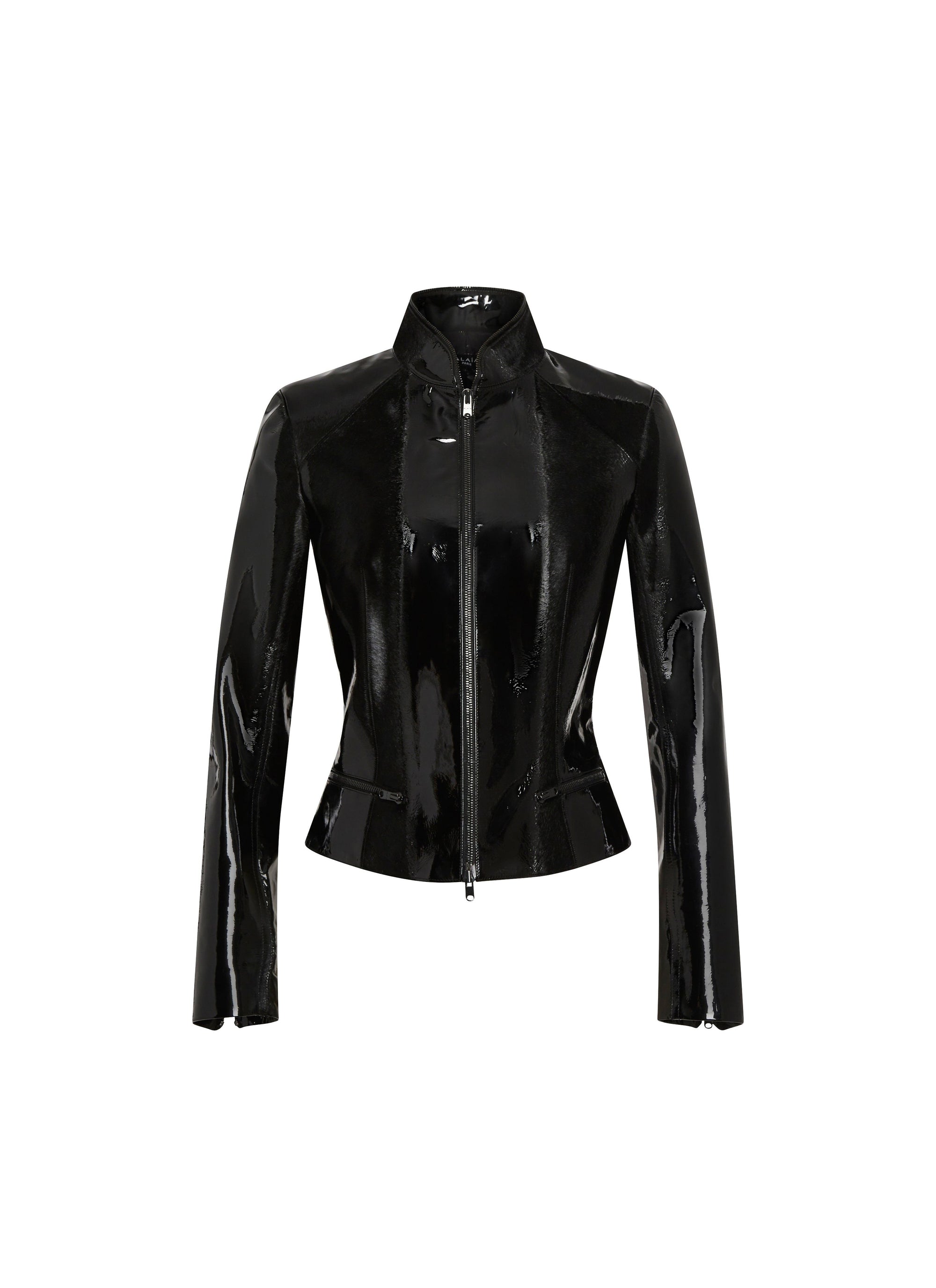 Short patent leather jacket - Black