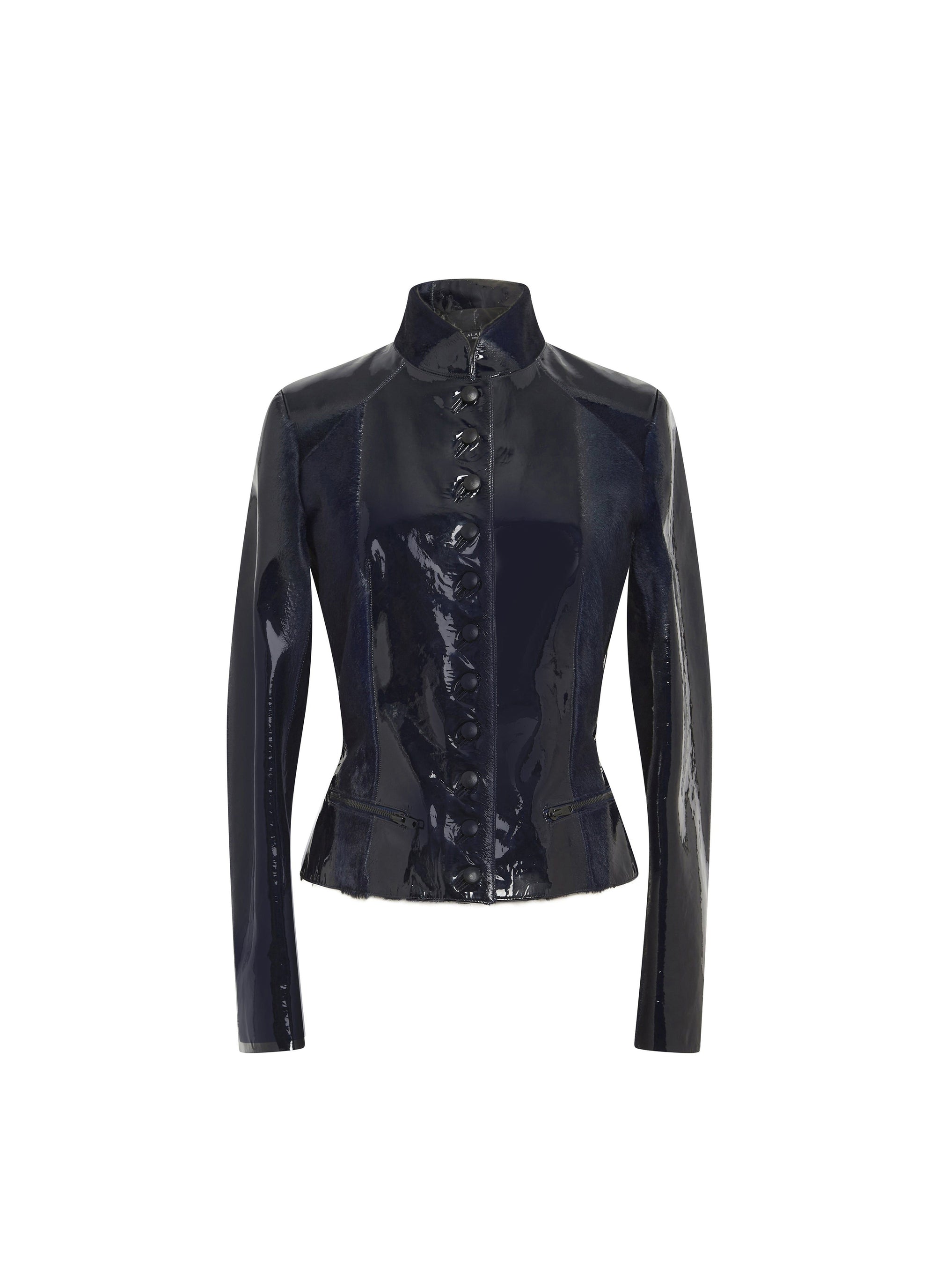 Short Patent Leather Jacket - Sapphire