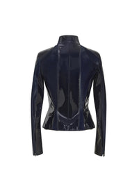 Short Patent Leather Jacket - Sapphire