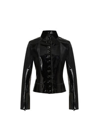 Short Patent Leather Jacket - Black