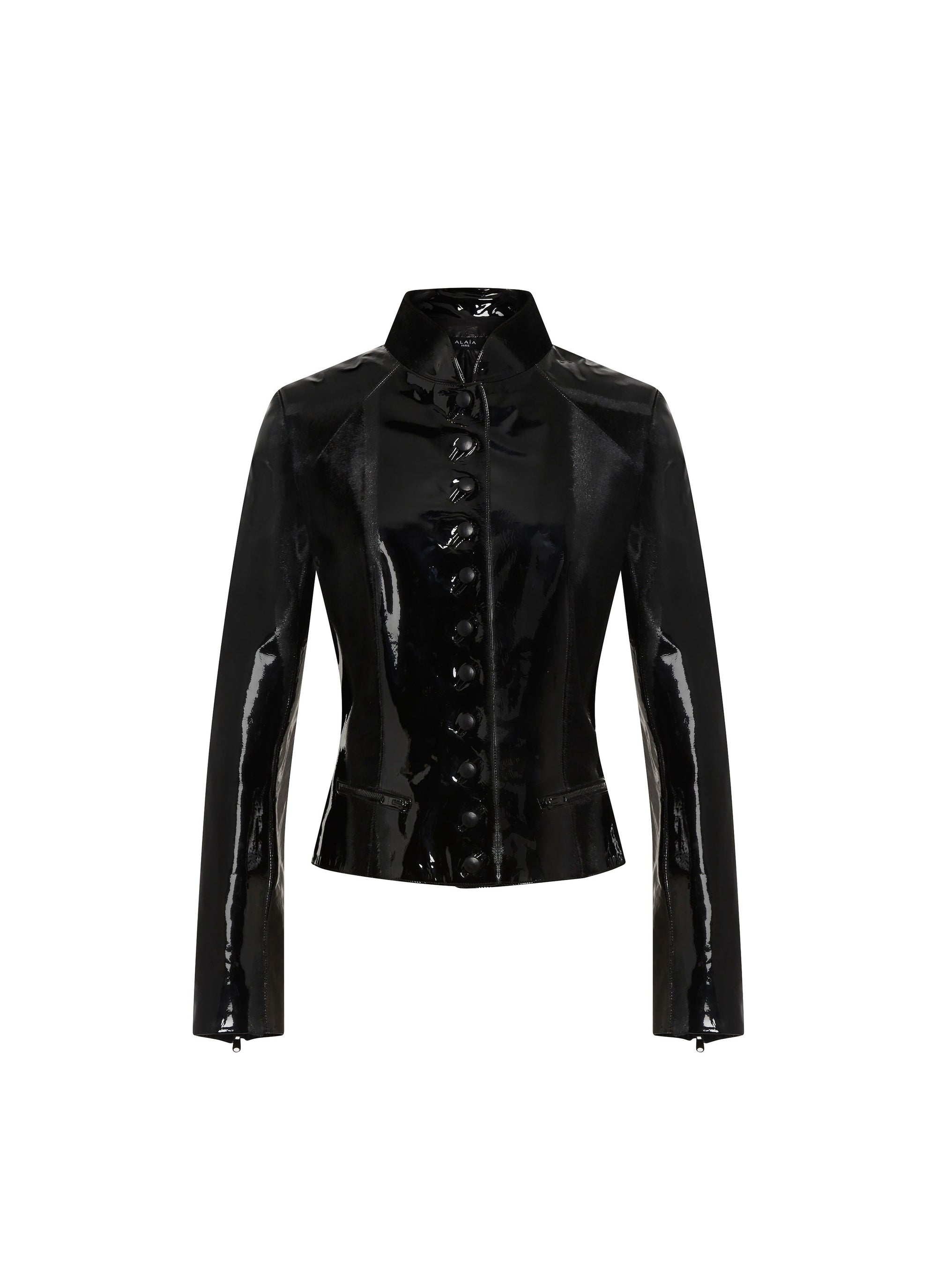 Short Patent Leather Jacket - Black