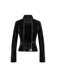 Short Patent Leather Jacket - Black