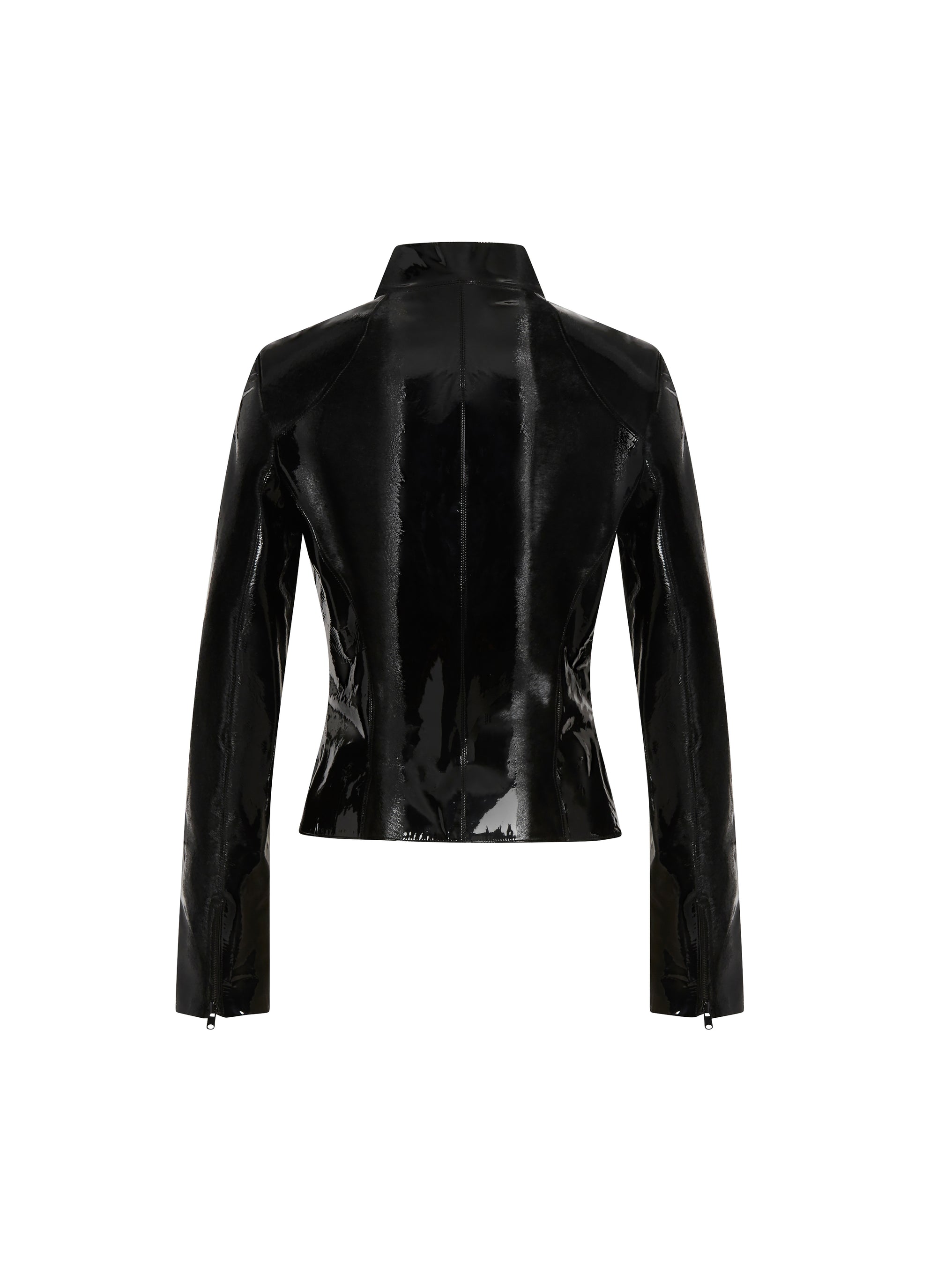 Short Patent Leather Jacket - Black
