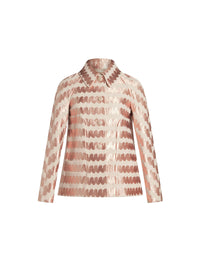 Classic jacket with wave embroidery in wool and cashmere - Aubergine