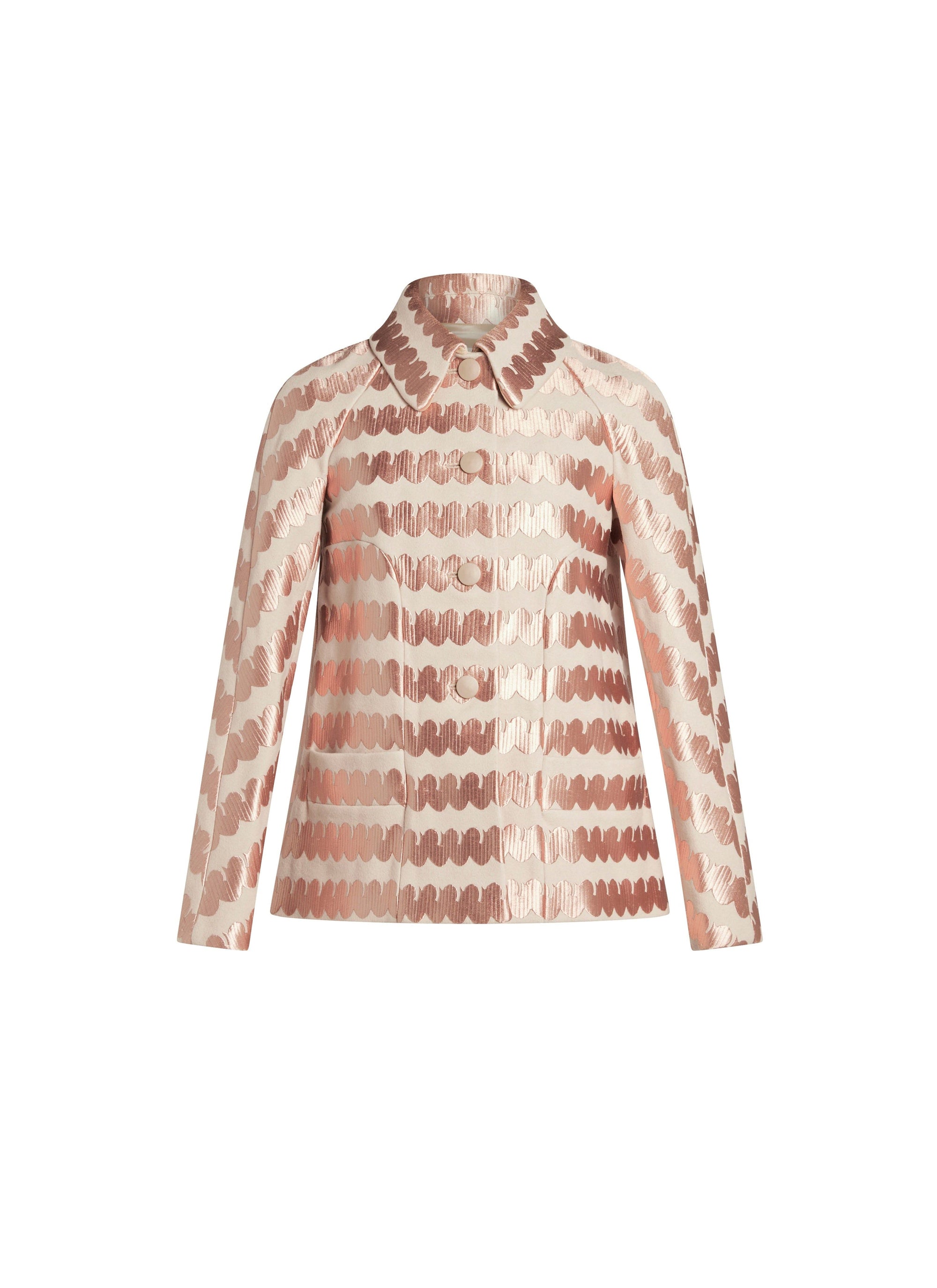 Classic jacket with wave embroidery in wool and cashmere - Aubergine