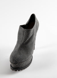 Studded leather platform boots - Anthracite