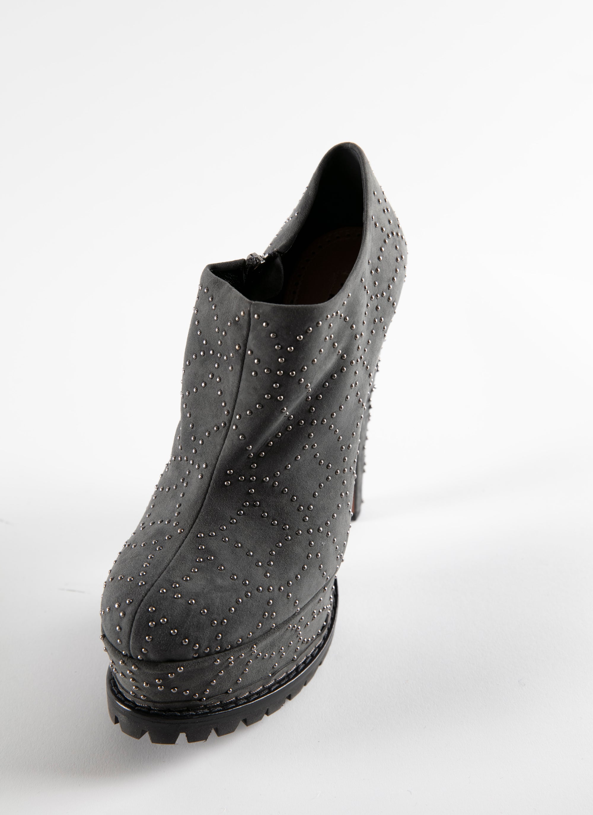 Studded leather platform boots - Anthracite