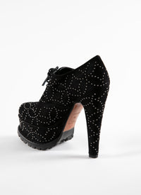 Studded platform boots with leather laces - Black intense