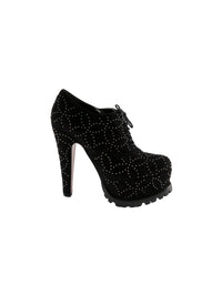 Studded platform boots with leather laces - Black intense