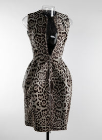 Zip dress in leather - Brown