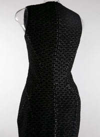 Openwork square neck sleeveless maxi dress - Black & Grey