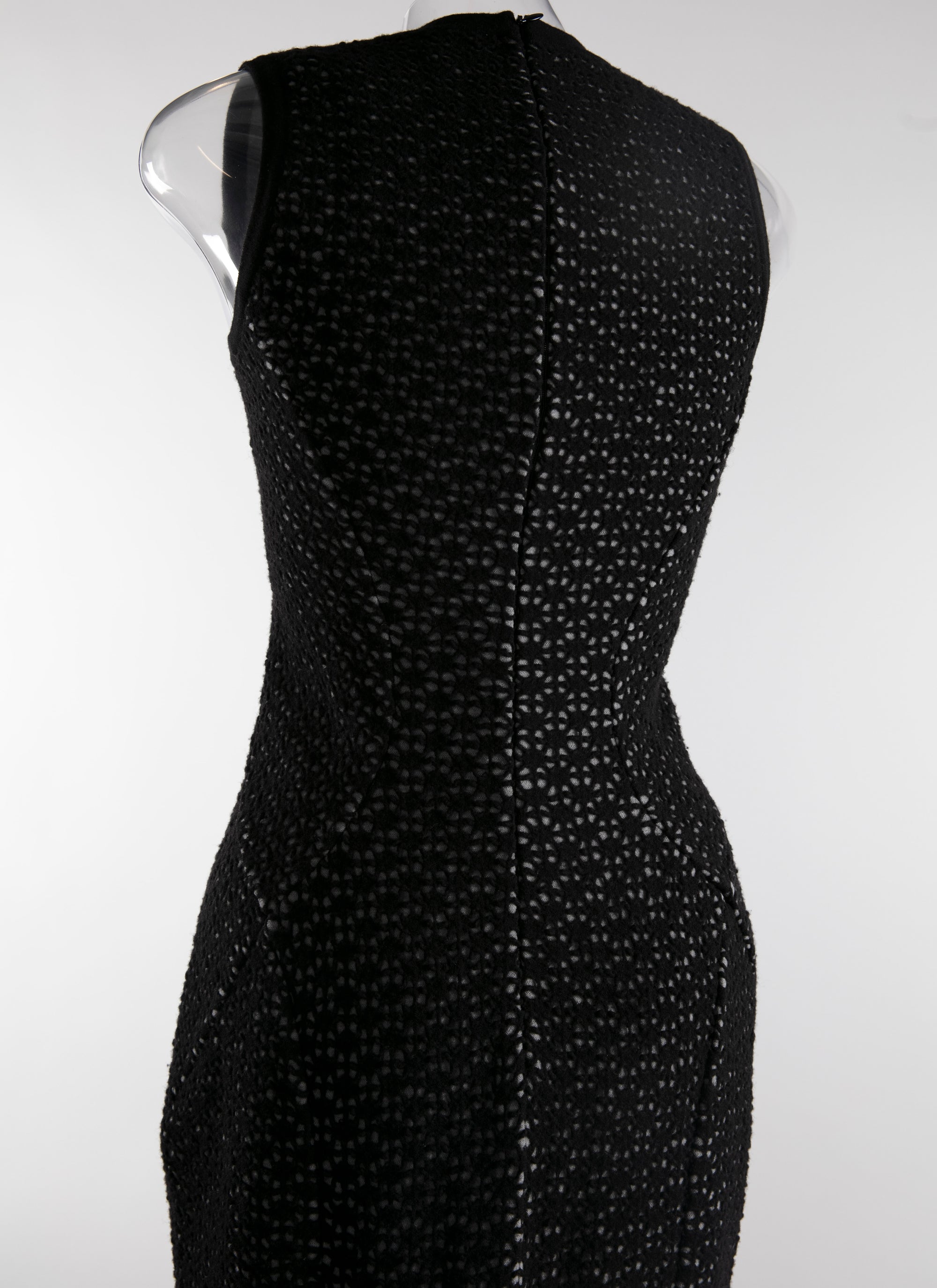 Openwork square neck sleeveless maxi dress - Black & Grey