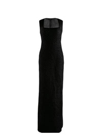Openwork square neck sleeveless maxi dress - Black & Grey