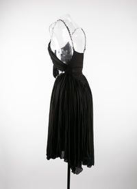 Robe plissé à découpes et orné de chaînes - Noir