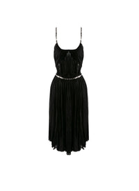 Robe plissé à découpes et orné de chaînes - Noir