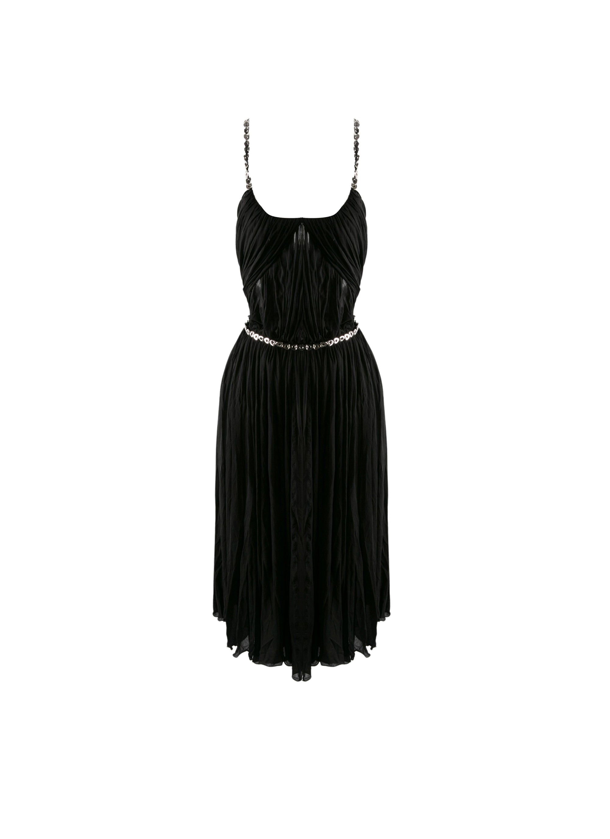 Robe plissé à découpes et orné de chaînes - Noir