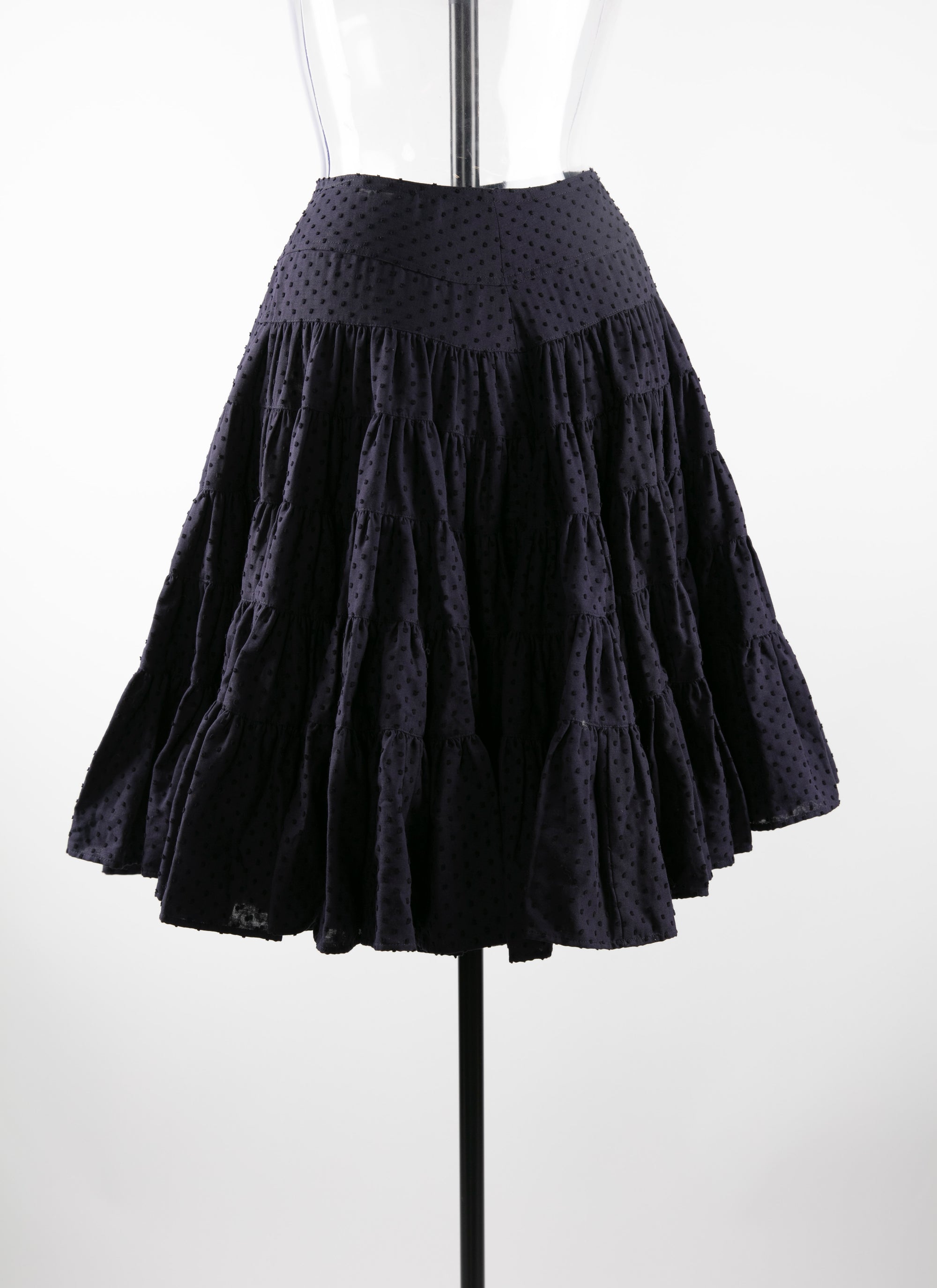 Jupe évasée volantée à pois - Indigo