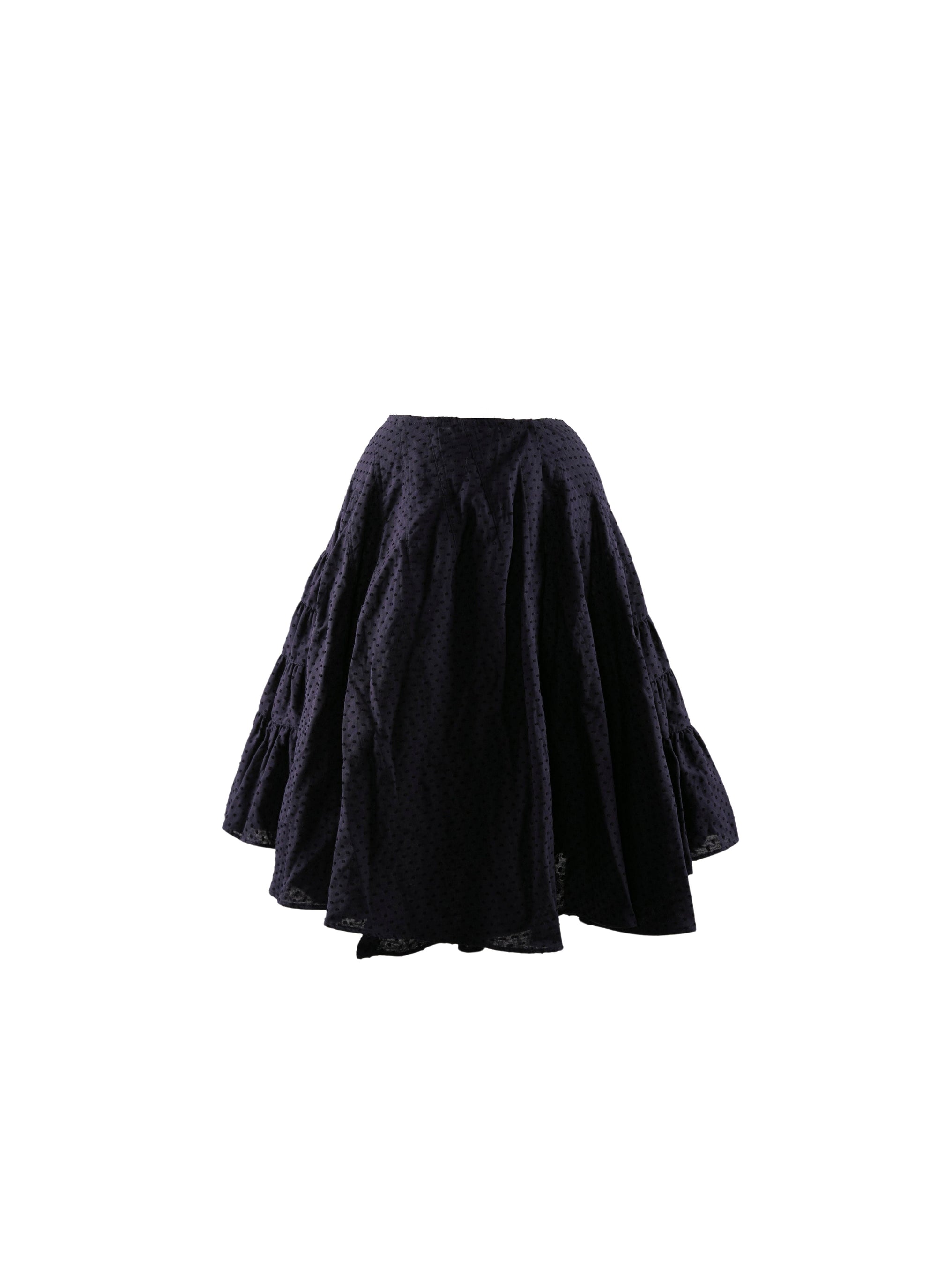 Jupe évasée volantée à pois - Indigo