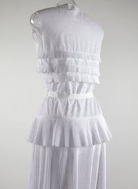 Robe longue plissée perforée sans manches - Blanc Optique