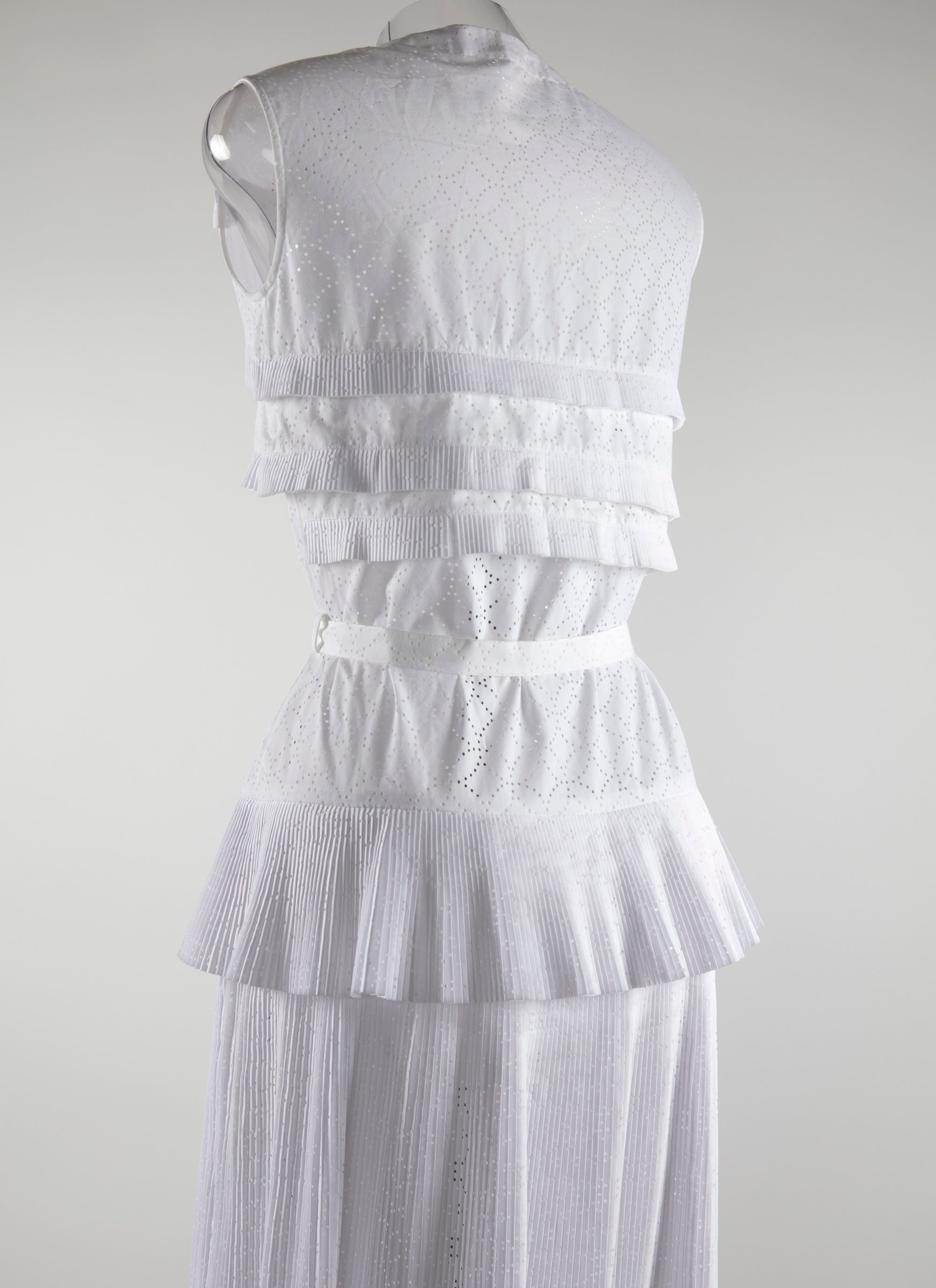 Robe longue plissée perforée sans manches - Blanc Optique