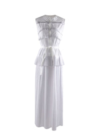 Robe longue plissée perforée sans manches - Blanc Optique