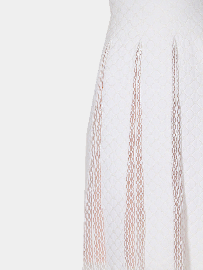 Sleeveless dress with lace detail - White