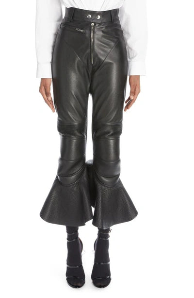 Pantalon en cuir mat en cuir - Noir Alaïa