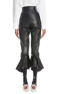 Pantalon en cuir mat en cuir - Noir Alaïa