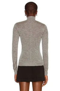 Pull à manches longues à col roulé en cachemire - Gris chiné
