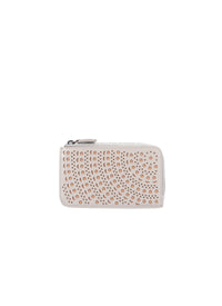 Openwork zipped leather card case - Perle & Sable