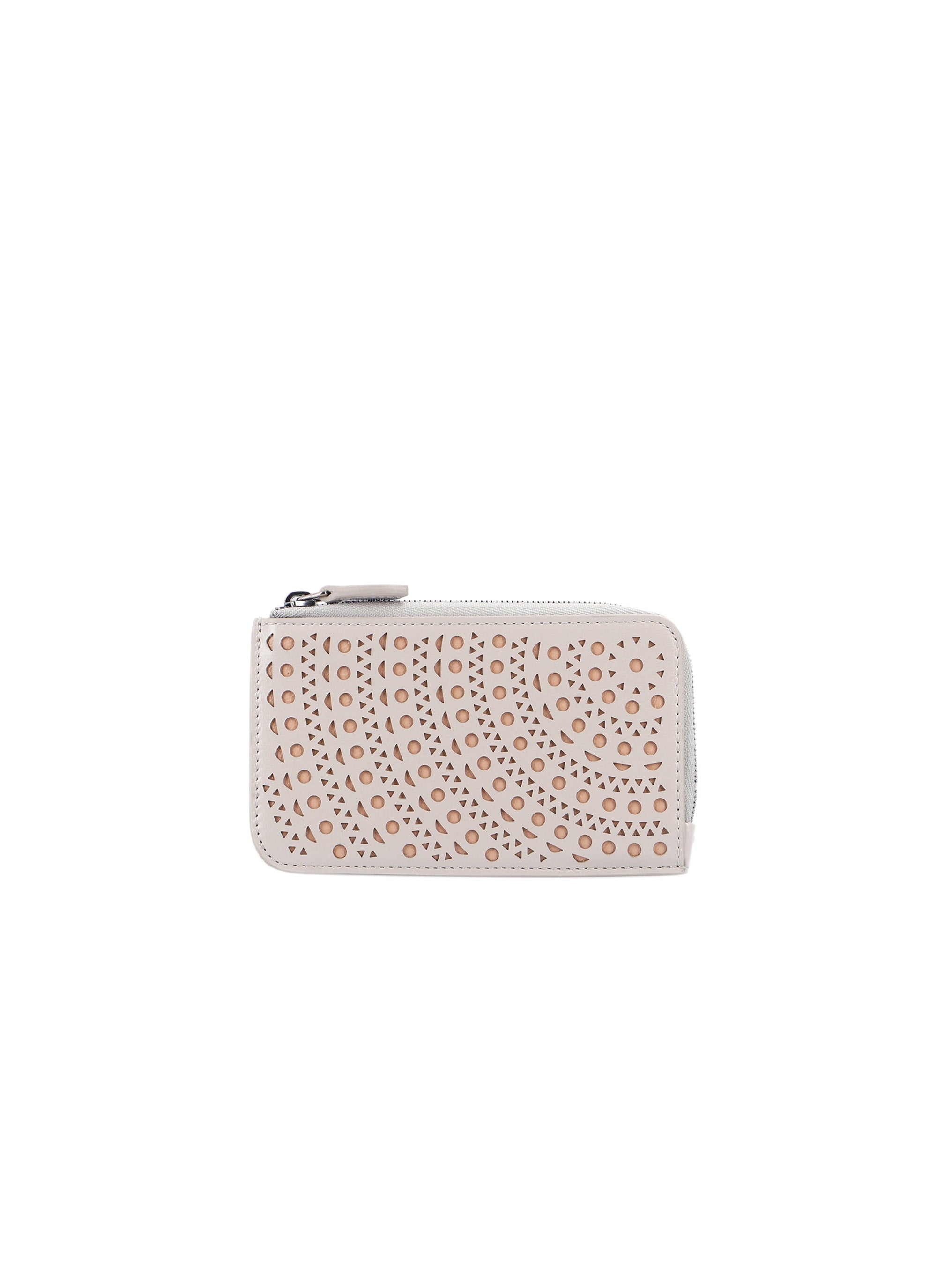 Openwork zipped leather card case - Perle & Sable