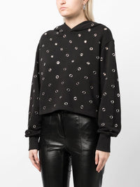 Sweat à œillets en coton polaire - Gris chiné